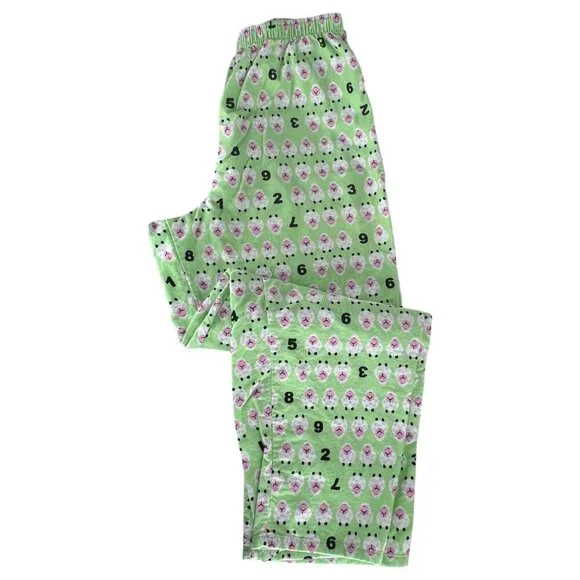 Sleep Tight 2 Piece Flannel Pajama Set Counting Sheep Print Green Size Large - Picture 9 of 10